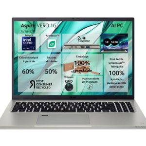 PC Portable Acer Aspire Vero 16 AV16-51P-503Z 16" Intel® Core™ Ultra 5 16 Go RAM 512 Go SSD Gris