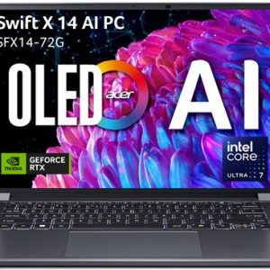 PC Portable Acer Swift SFX14-72G-70QA 14.5" OLED 120 Hz Copilot+ Intel® Core Ultra 7 32 Go RAM 1 To SSD Gris