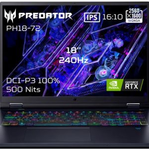 PC portable gaming Acer Predator Helios Neo 18 AI PHN18-72-99MT 18" LCD 240 Hz Intel® Core™ Ultra 9 32 Go RAM 1 To SSD Nvidia GeForce RTX 5070 Noir