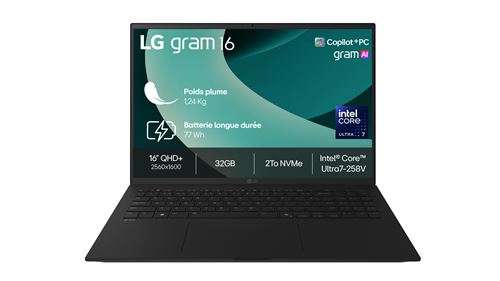 pcportablelggram1616z90tl gau8bf16copilotintelcoreultra732 1 | Laptop Malin PC portable LG Gram 16 16Z90TL-G.AU8BF 16" Copilot+ Intel® Core™ Ultra 7 32 Go RAM 2 To SSD Noir Obsidien