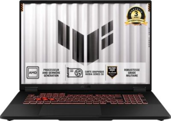 PC Gamer ASUS TUF A18'' WUXGA 144Hz AMD Ryzen 7 260 Nvidia GeForce RTX 5070 16 Go RAM DDR5 SSD 1 To